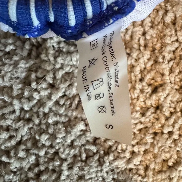 Blue and White Striped Triangle Bikini Top - Picture 2 of 2